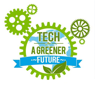 A logo that reads, "Tech for a Greener Future."