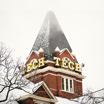 Tech Tower in the snow