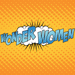 A colorful comi book background with the words, "Wonder Women"