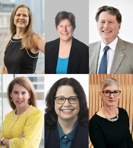 Finalists for Senior Vice Provost for Education and Learning (top L to R): Mary Lynn Realff, Ellen Zegura, and Laurence "Larry" Jacobs. Finalists for vice provost for Faculty (bottom L to R): Ana "Annie" Antón, Dawn Baunach, and Michelle Rinehart