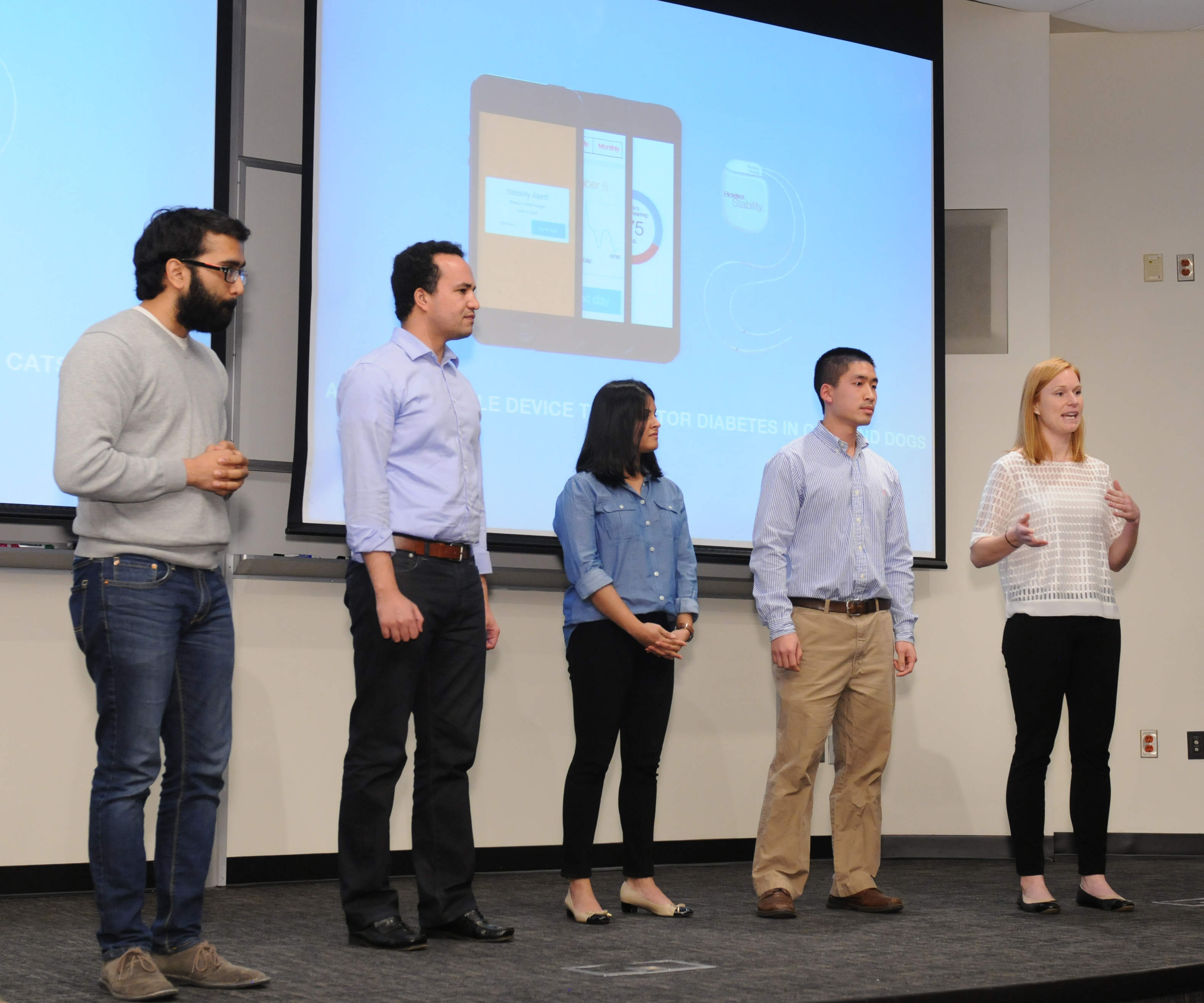 TI:GER team Bioletics presents its diabetes technology during the final round of the 2015 Georgia Tech Startup Competition at Georgia Tech Scheller College of Business.