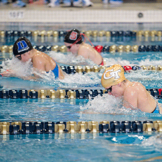 A breaststroke race during the ACC Swimming and Diving Championships.