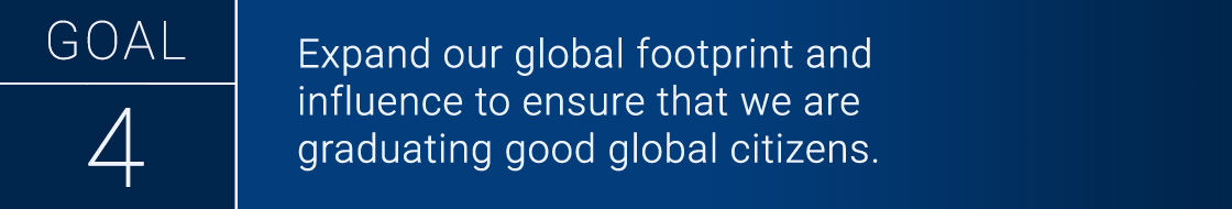 Goal Four - Expand our global footprint and influence to ensure we are graduating good global citizens.