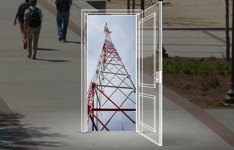photo - door with radio tower inside