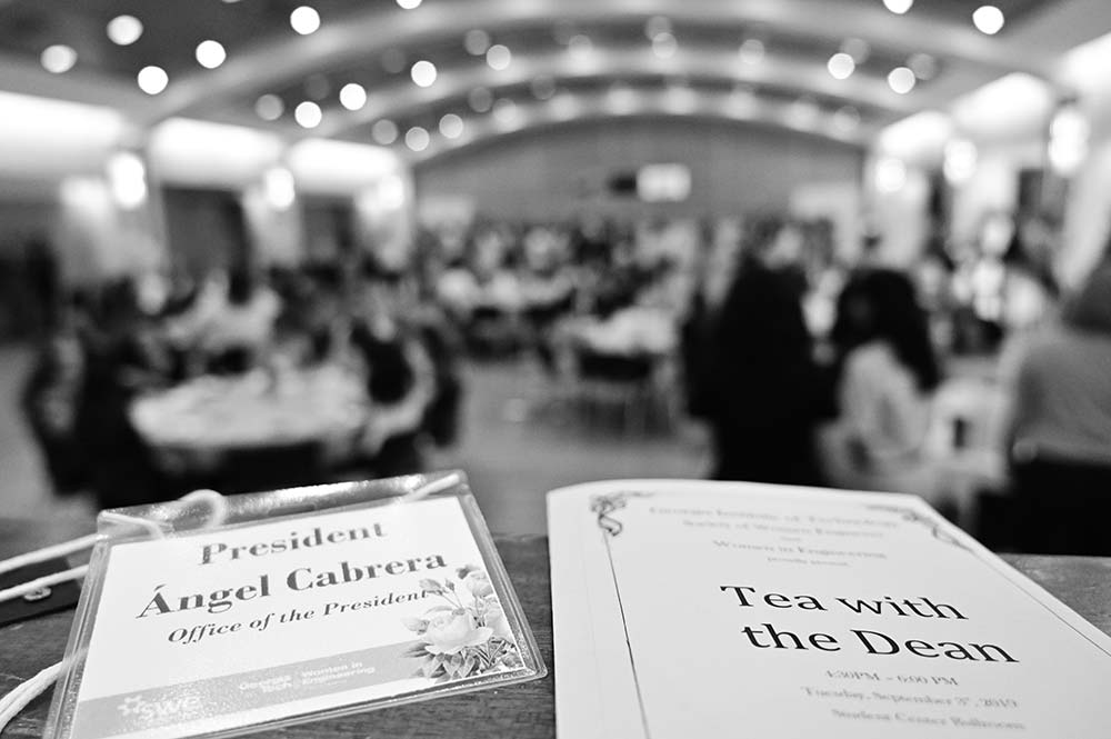 President Cabrera's nametag and program from Tea with the Dean