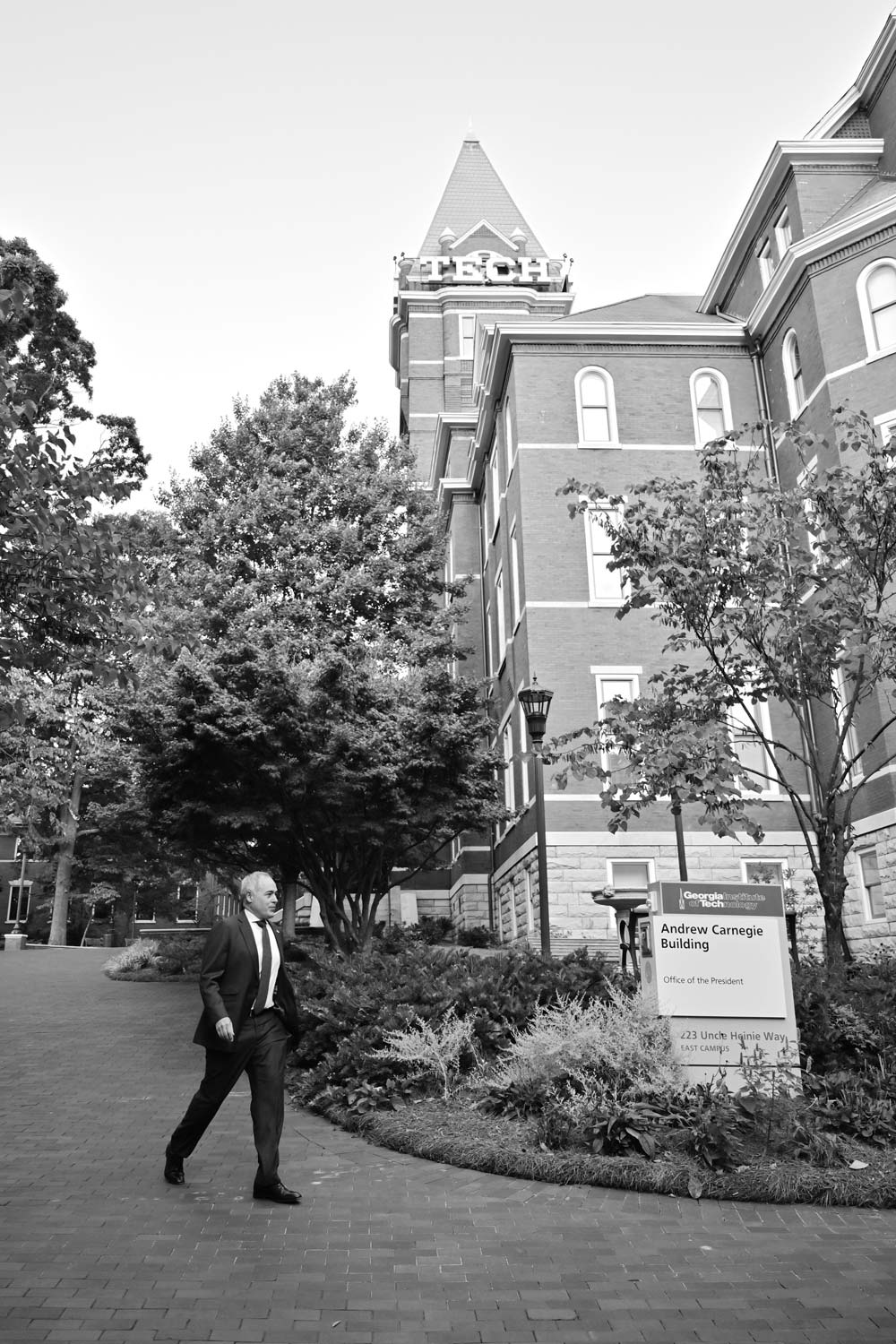 President Cabrera walking to the Carnegie Building