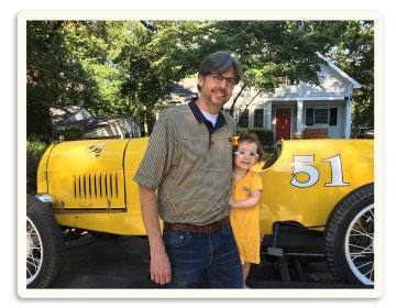 Sterling Skinner in front of his Georgia Tech parade car