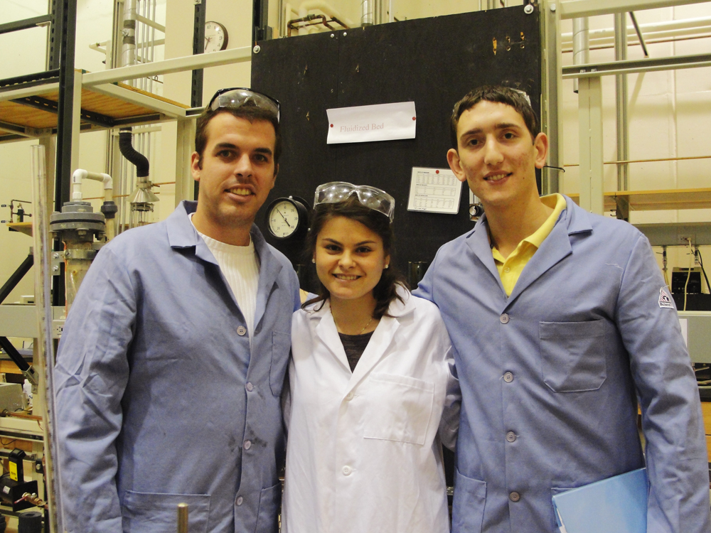Travis Horsley, Melissa McCoy and Benjamin Cohen in lab gear