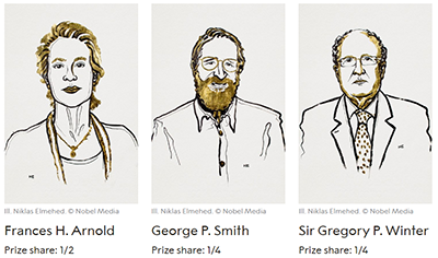 Frances Arnold, George P Smith, and Sir Gregory Winter portrait