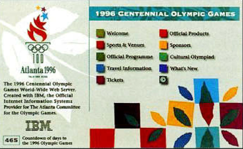 Screen of first Olympic website