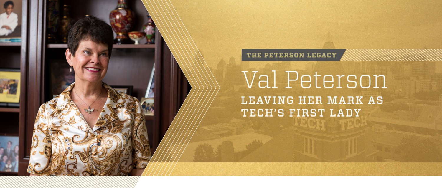 A portrait of Val Peterson, Georgia Tech's first lady