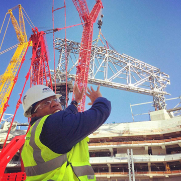 A Georgia Tech alum oversees construction of Mercedes-Benz Stadium.