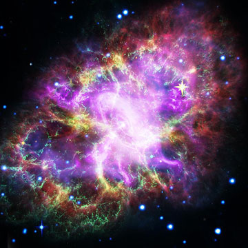 Creative montage of colorful nebula and stars