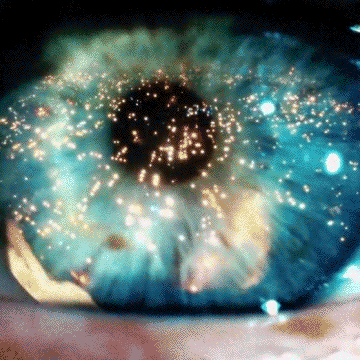 photo montage of eye with reflected fire