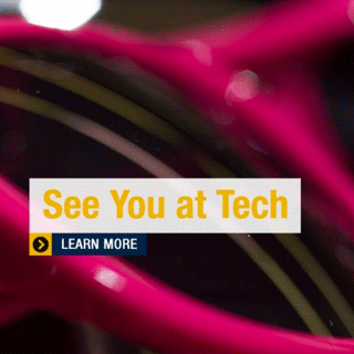 Bright pink sunglasses and the words, "See you at Tech. Learn More."