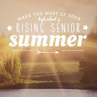 A lake at sunrise with the words, "Make the most of your high school senior summer."