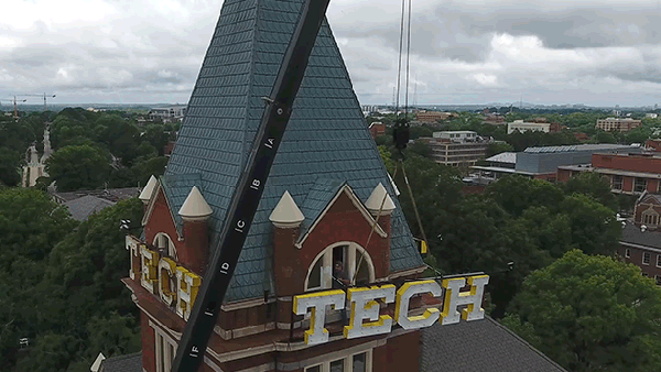letters go on tech tower