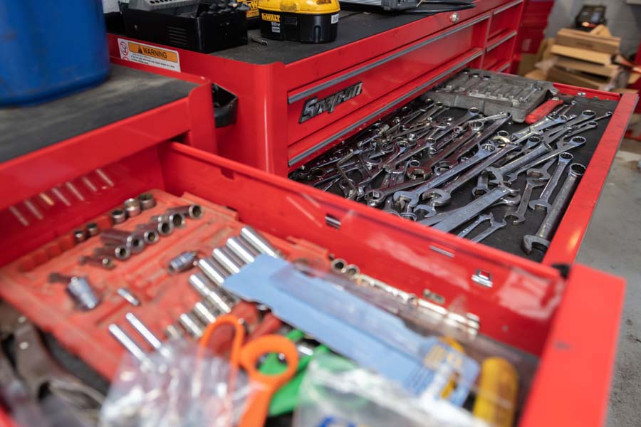 The shop is fully stocked, containing nearly any tool needed for vehicle maintenance.