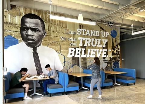 John Lewis mural in the new Student Center