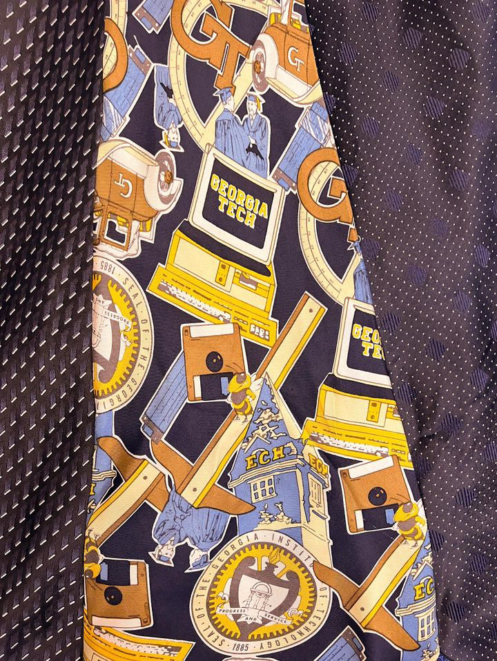 Close up of the Georgia Tech designs on one of the Ties. 