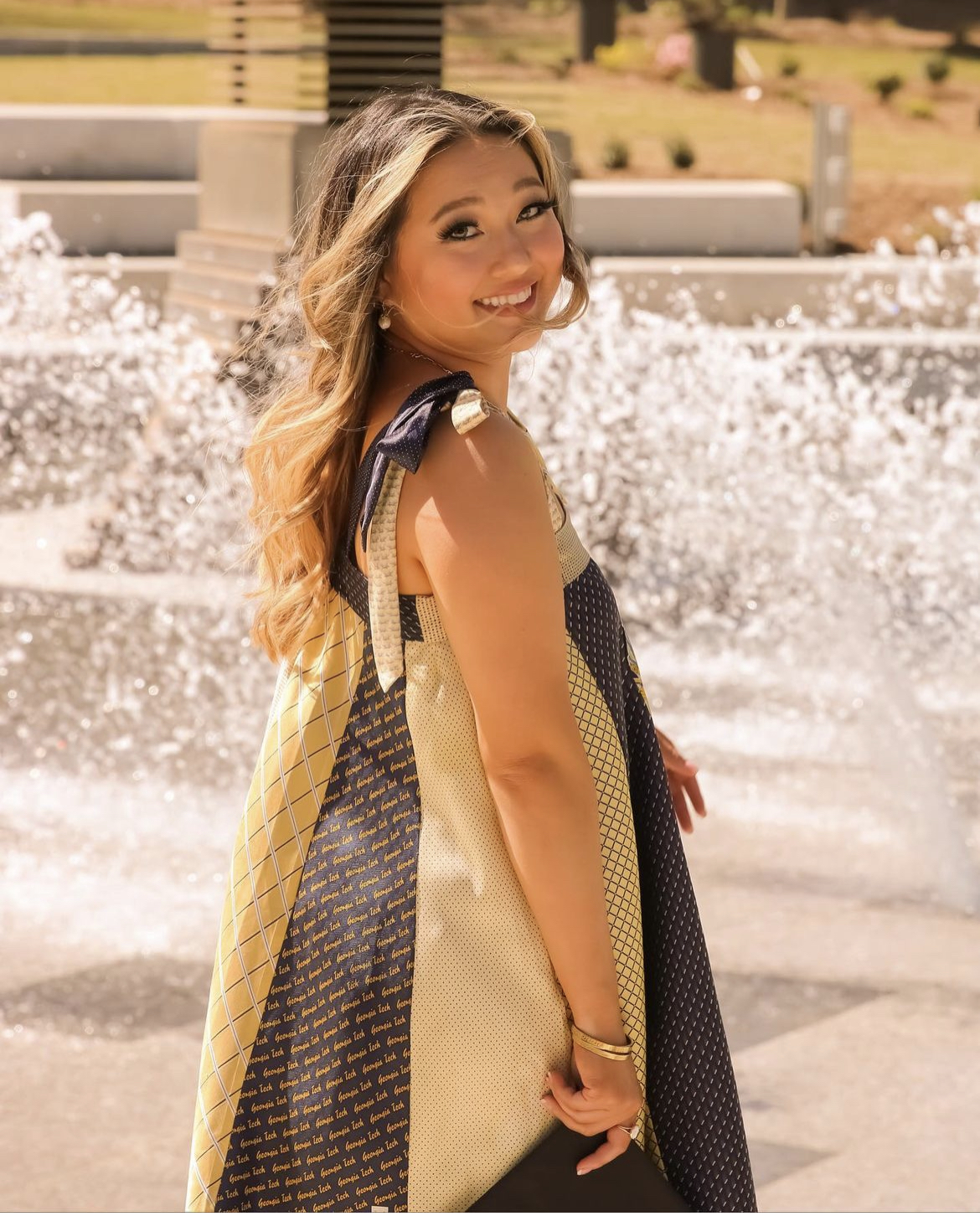 Kelsey Watkins made a dress completely of vintage Georgia Tech ties and plans to wear it for commencement.