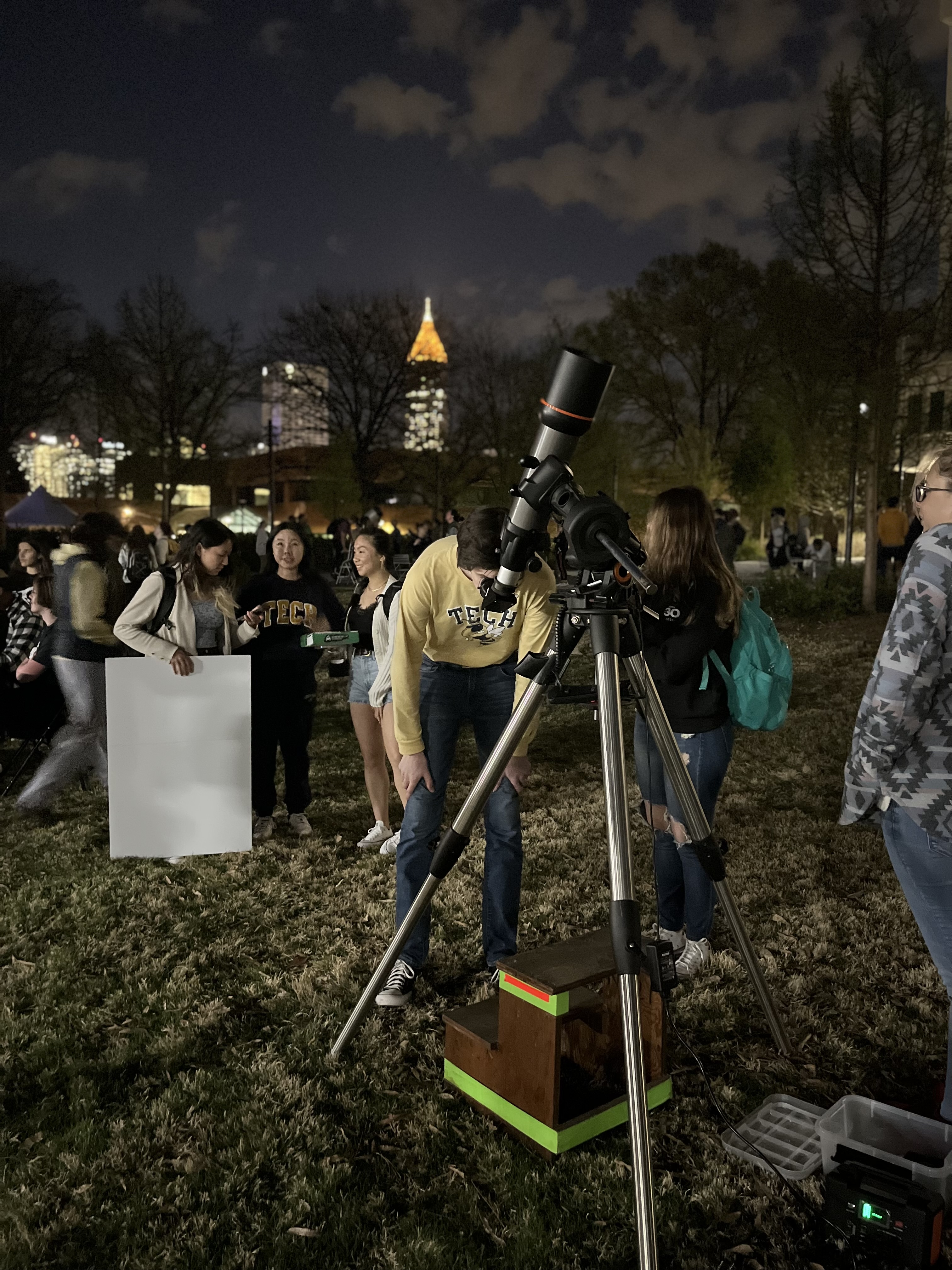 A student uses a telescope at Georgia Tech during a 2022 event with the Georgia Tech Observatory.
