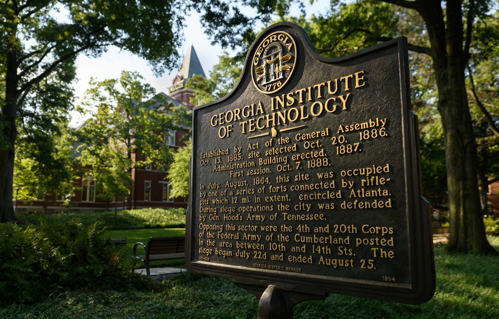 Tech Tower and Georgia Tech historical marker