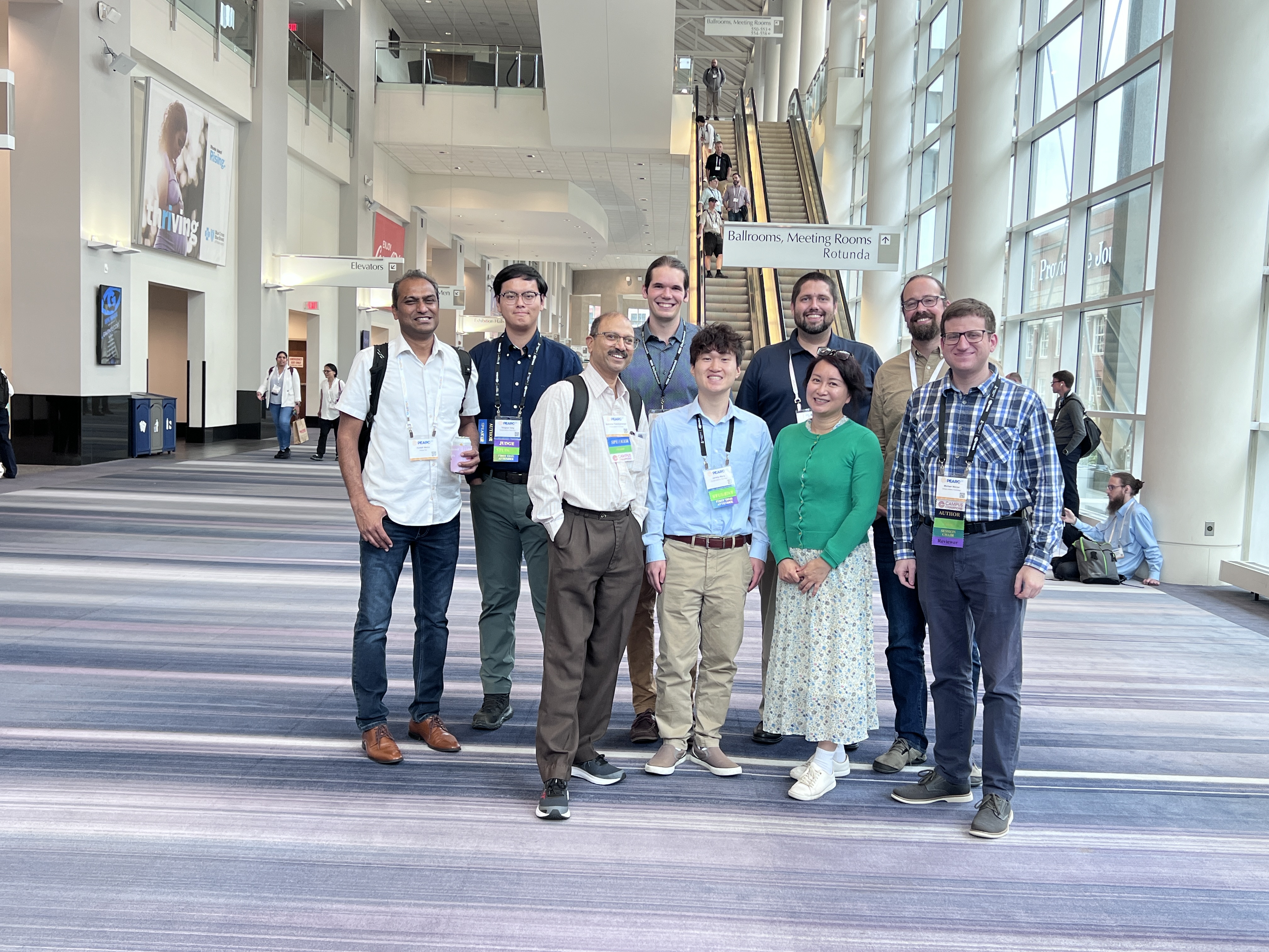 OIT’s PACE and IDEaS’s ARTISAN teams: (Front, L-R) Sudhakar Pamidighantam, Jeremy Wang, Fang (Cherry) Liu, Michael Weiner (Rear, L-R) Suresh Marru, Yongnuo Yang, Keller Smith, Aaron Jezghani, Eric Coulter