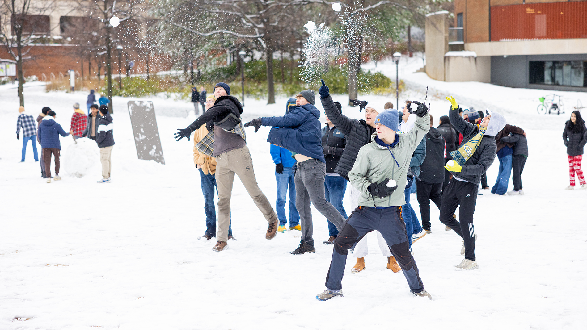 snowball fight on tech green