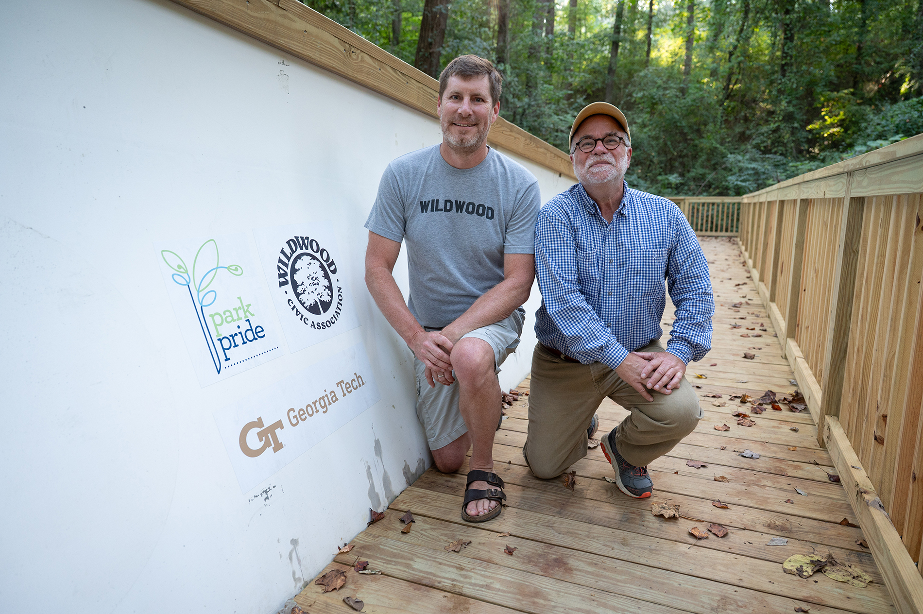 Wind Turbine bridge ribbon cutting event at Beaverbrook Park, Jud Ready and Russell Gentry