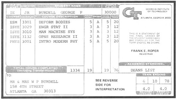 george p burdell transcript