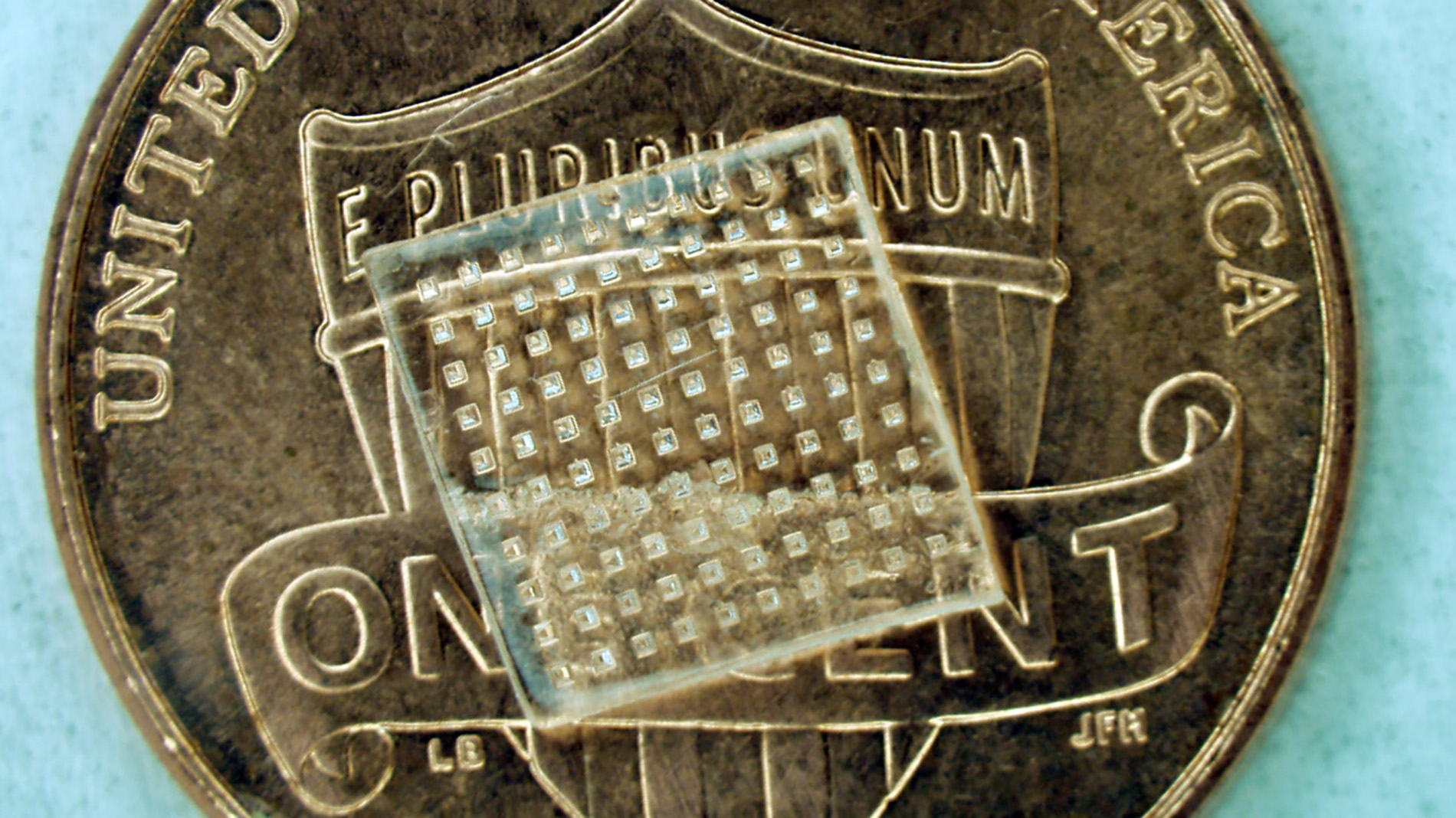 microneedle array on a coin
