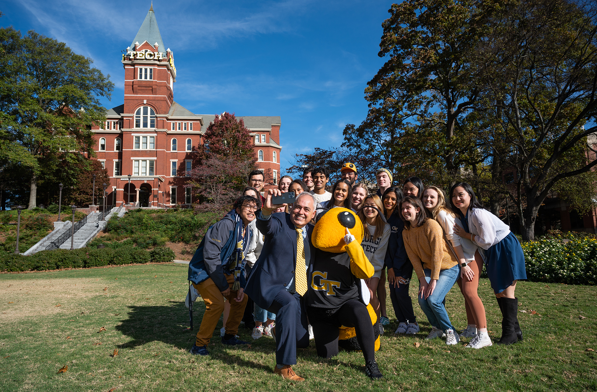 cabrera and students at tech tower