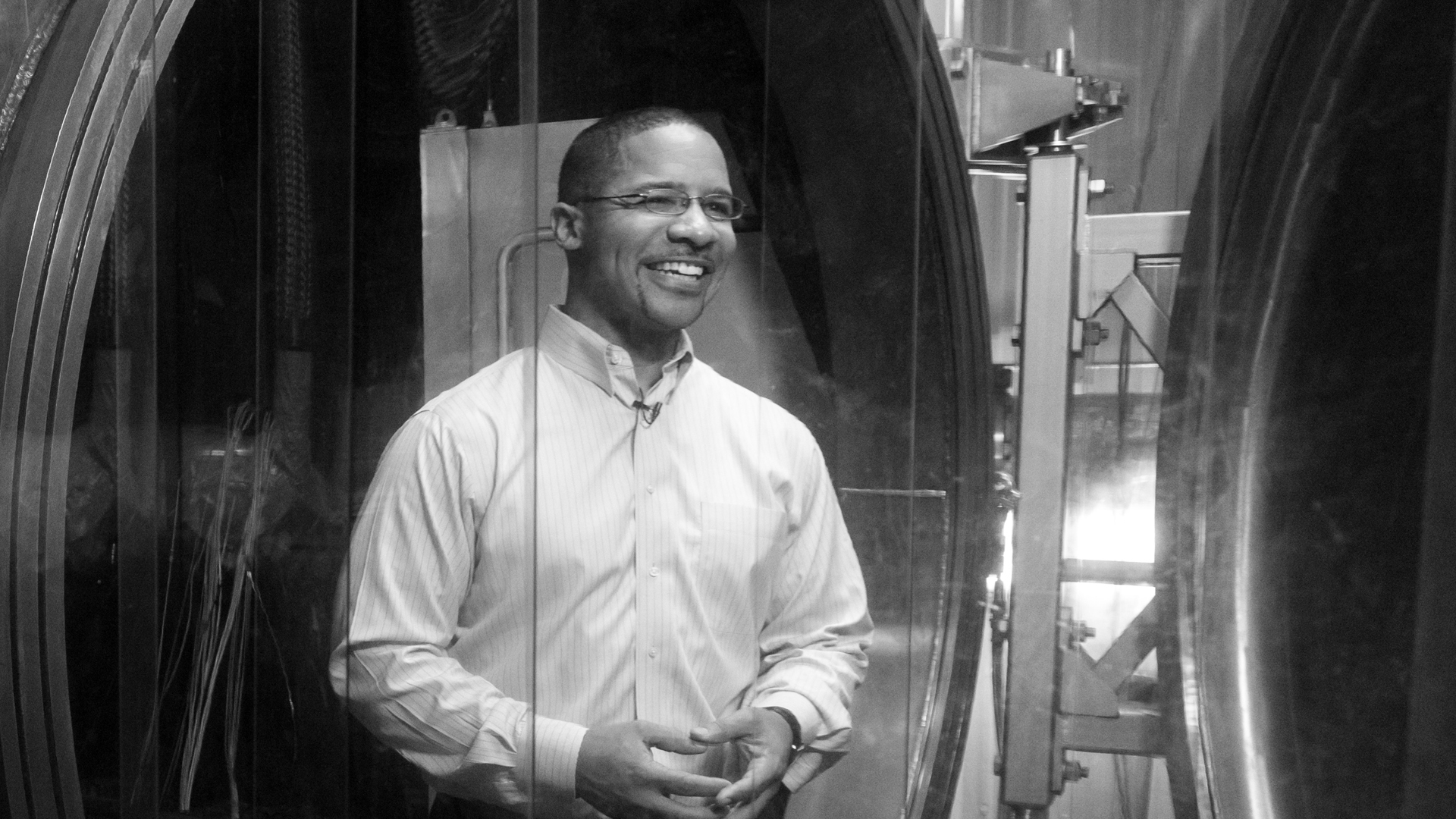 Mitchell L. R. Walker in the Georgia Tech High-Power Electric Propulsion Laboratory (HPEPL). (Photo: Rob Felt)