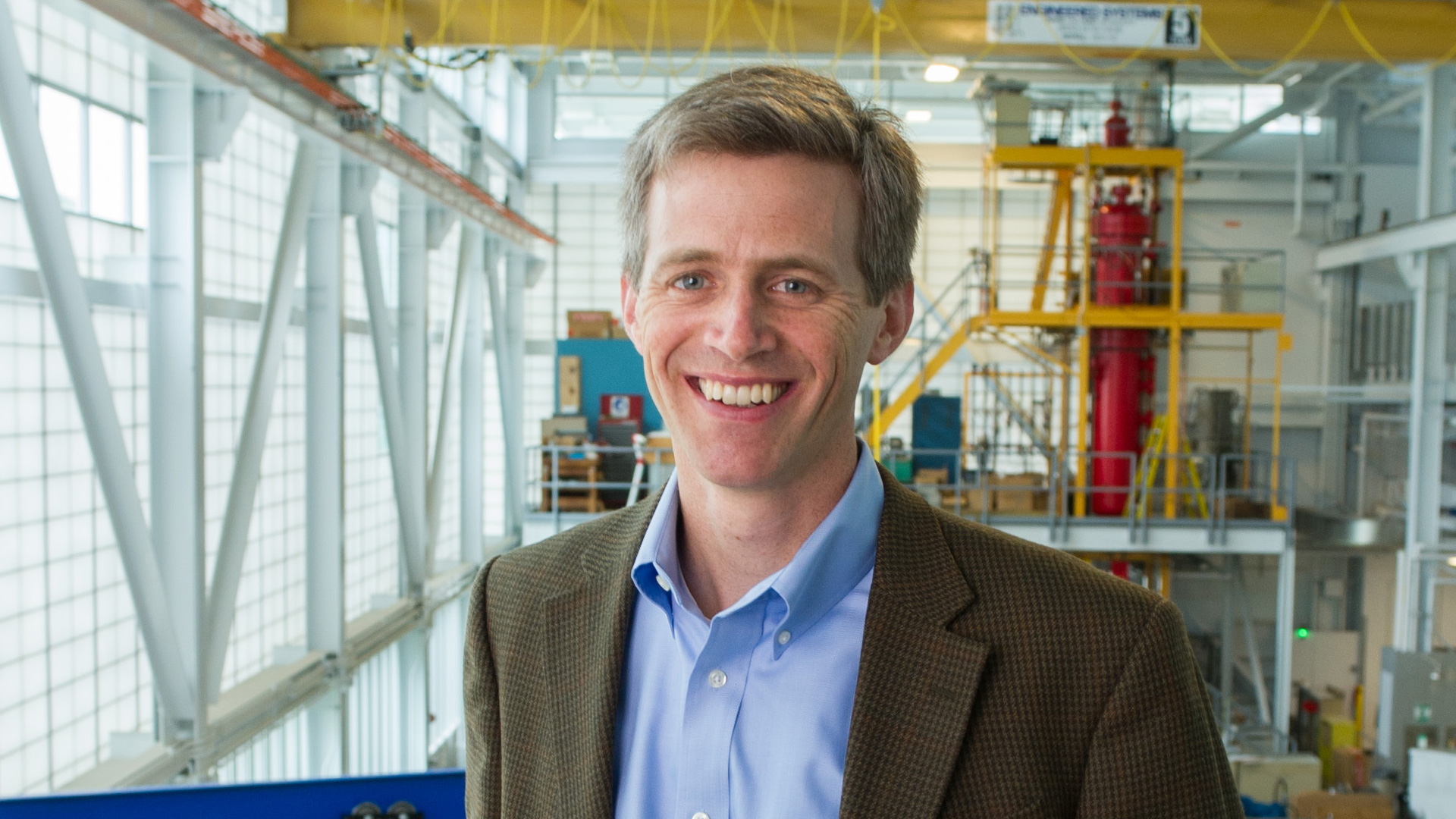 Tim Lieuwen in the Carbon-Neutral Energy Solutions (CNES) Lab building. (Photo: Rob Felt)
