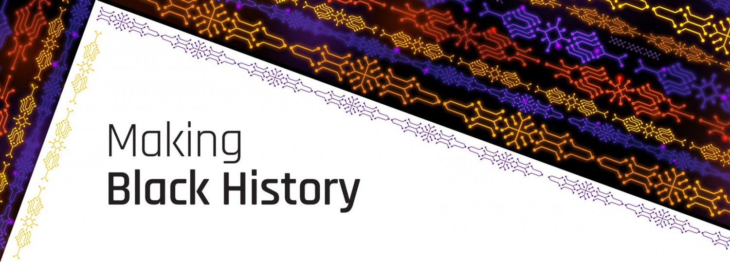 Title graphic with colorful African-inspired patterns