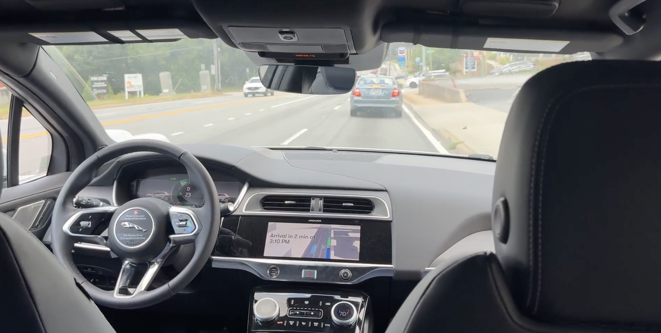 Inside of a Waymo robotaxi