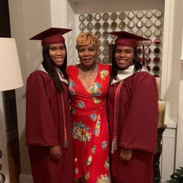 Jayla Lett with her sister and mother at high school graduation