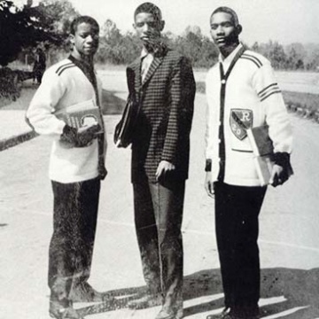 Historical photo of of three African American students who integrated Georgia Tech in 1961, Ford C. Greene, Ralph A. Long Jr., and Lawrence M. Williams, and Tech’s first African American graduate, Ronald Yancey.
