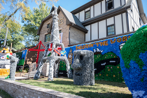 Homecoming display at fraternity house