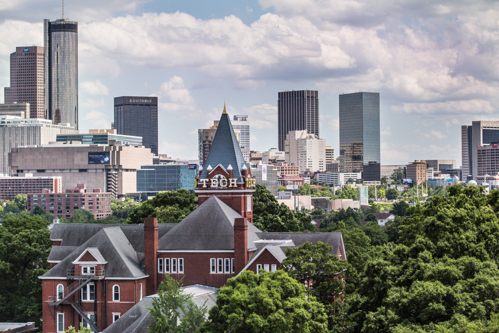Skyline views of Atlanta and Tech Tower taken from the roof of the library (Photo Credit: Raftermen Photography)