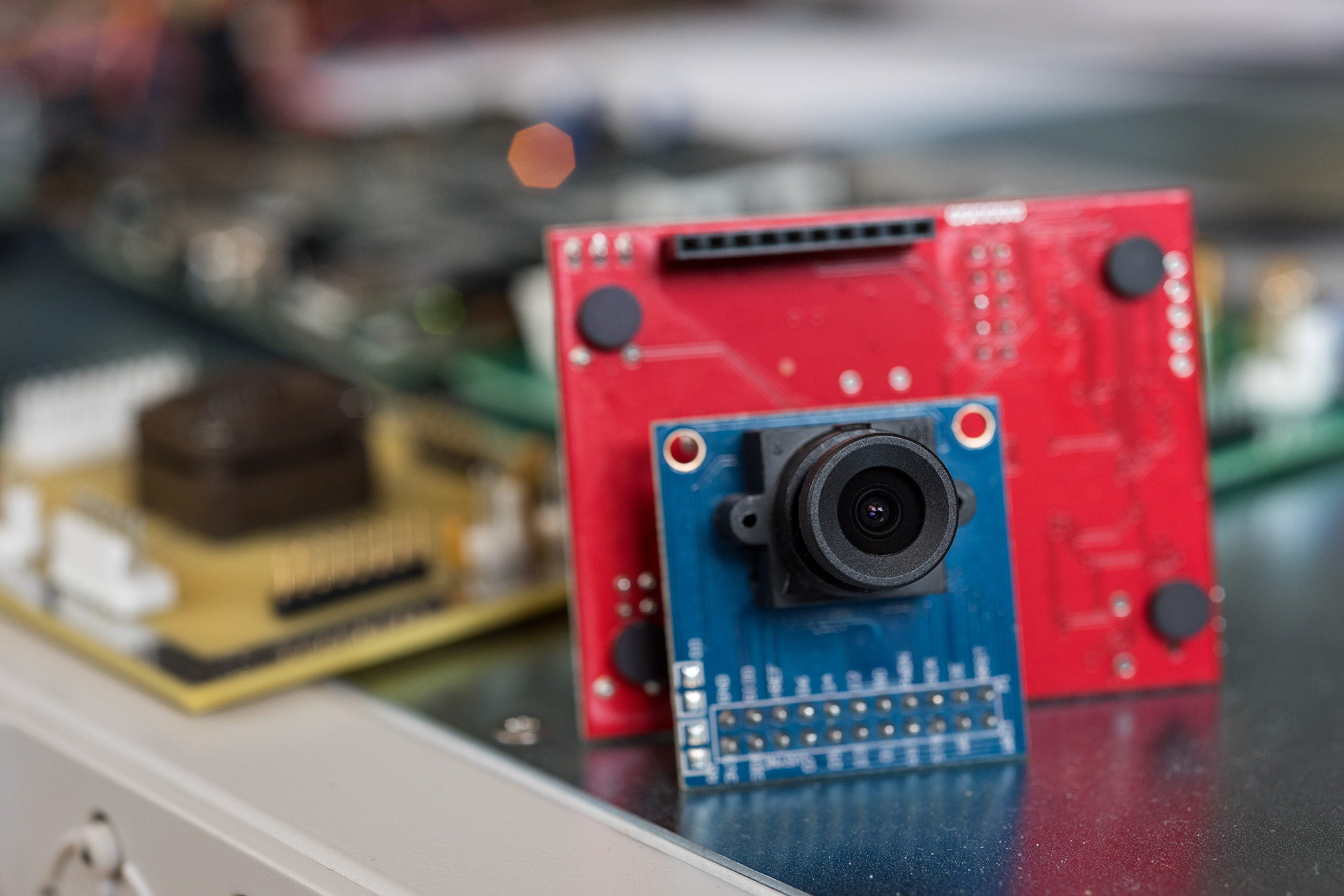 Researchers at Georgia Tech’s School of Electrical and Computer Engineering developed a low-power camera capable of recognizing gestures. (Credit: Rob Felt, Georgia Tech)
