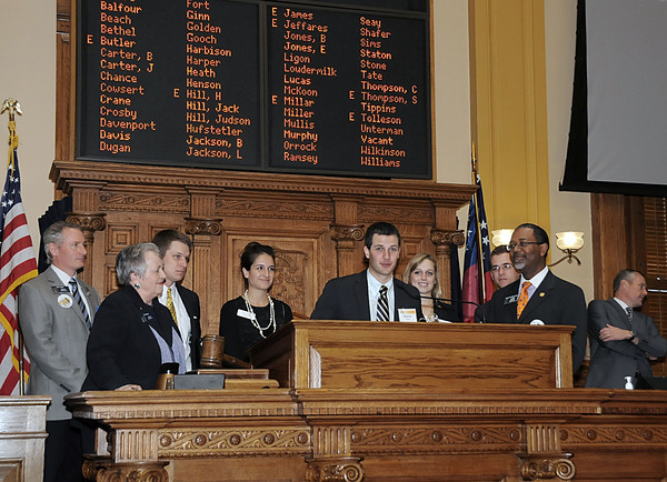Nicholas Picon addresses legislators at Georgia Tech Student Day at the Capitol.