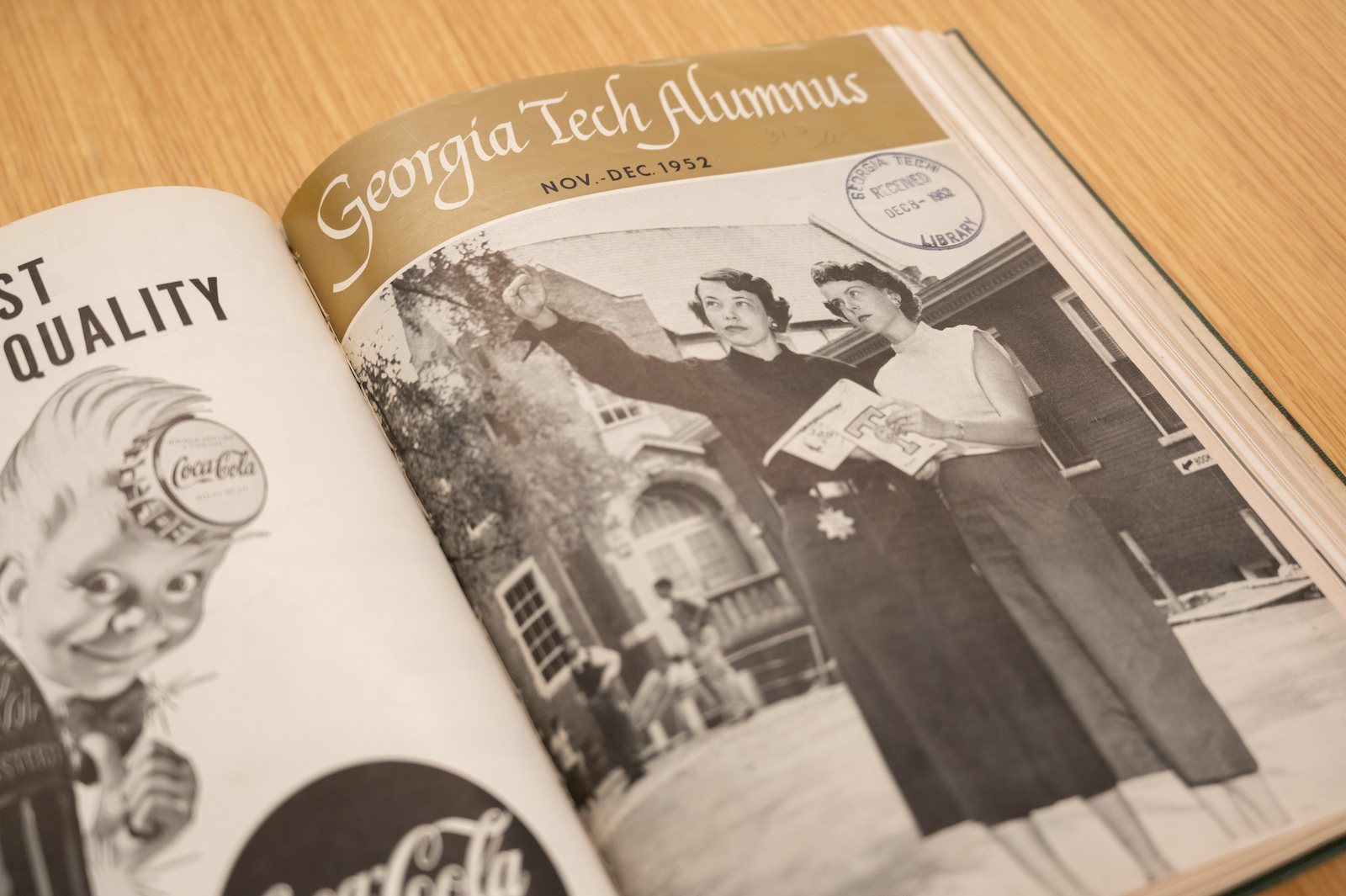 Archival materials, including stories on Tech's first women students, are available for viewing in the Archives Reading Room on the first floor of Crosland Tower. (Photo by Allison Carter)