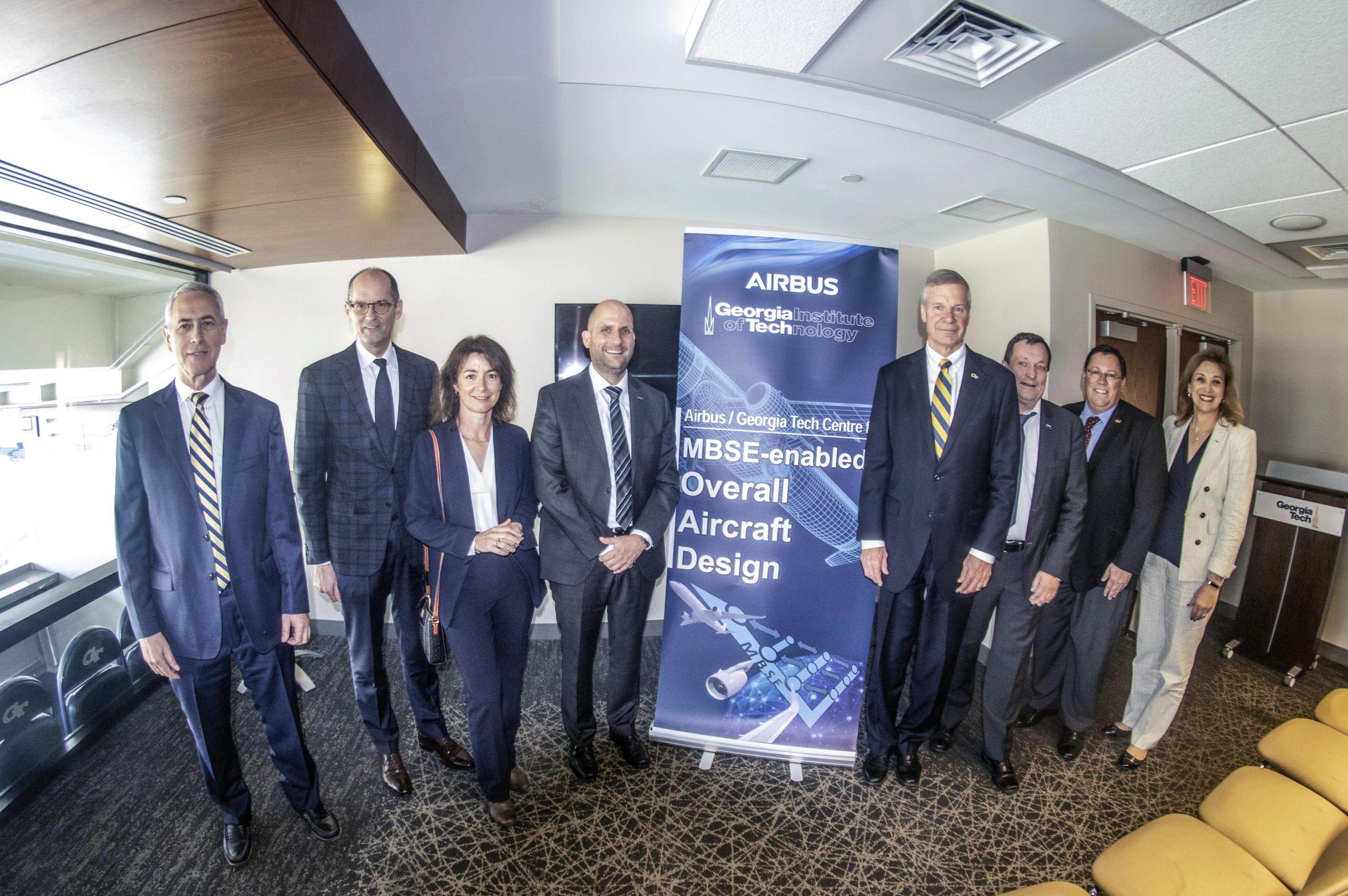 Officials from Airbus and the Georgia Institute of Technology met to celebrate opening of the new Model-Based Systems Engineering (MBSE)-enabled Overall Aircraft Design (OAD) center.