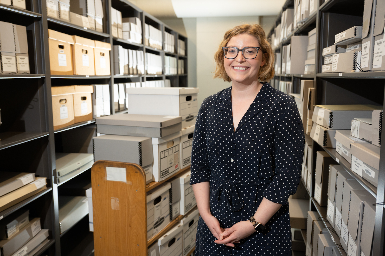 Alex McGee is the university archivist for the Georgia Tech Library. (Photo by Allison Carter)