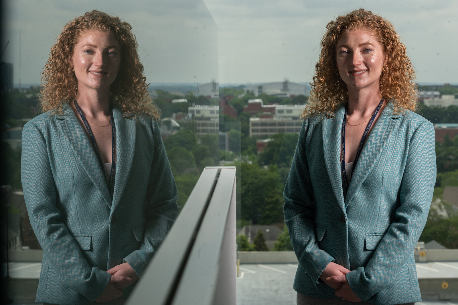 Alexa Ramirez does double duty as a GTRI project portfolio manager and color guard director for the Yellow Jacket Marching Band. (Photo by Allison Carter)