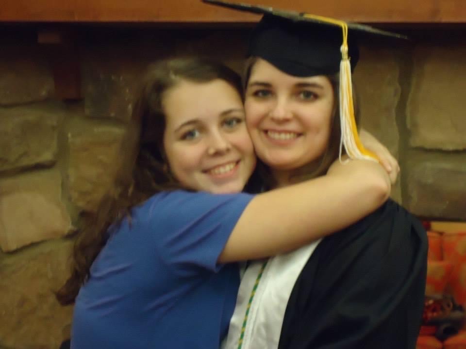 Celia Kornegay (left) at her sister Elizabeth's graduation in 2013.