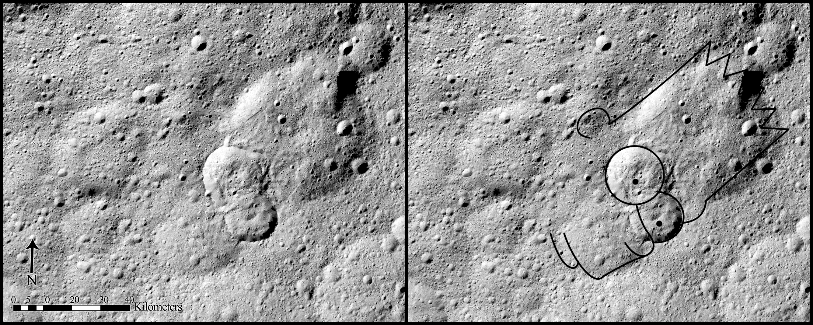 Type II features are the most common of Ceres’ landslides and look similar to deposits left by avalanches on Earth. This one also looks similar to TV's Bart Simpson. Credit: NASA/JPL-Caltech/UCLA/MPS/DLR/IDA, taken by Dawn Framing Camera