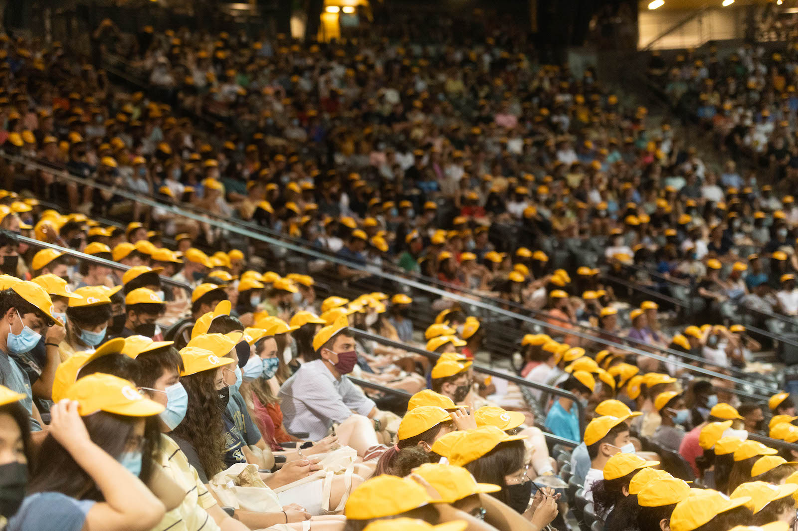 Georgia Tech welcomes students at New Student Convocation in McCamish Pavilion. (Photo by Allison Carter)